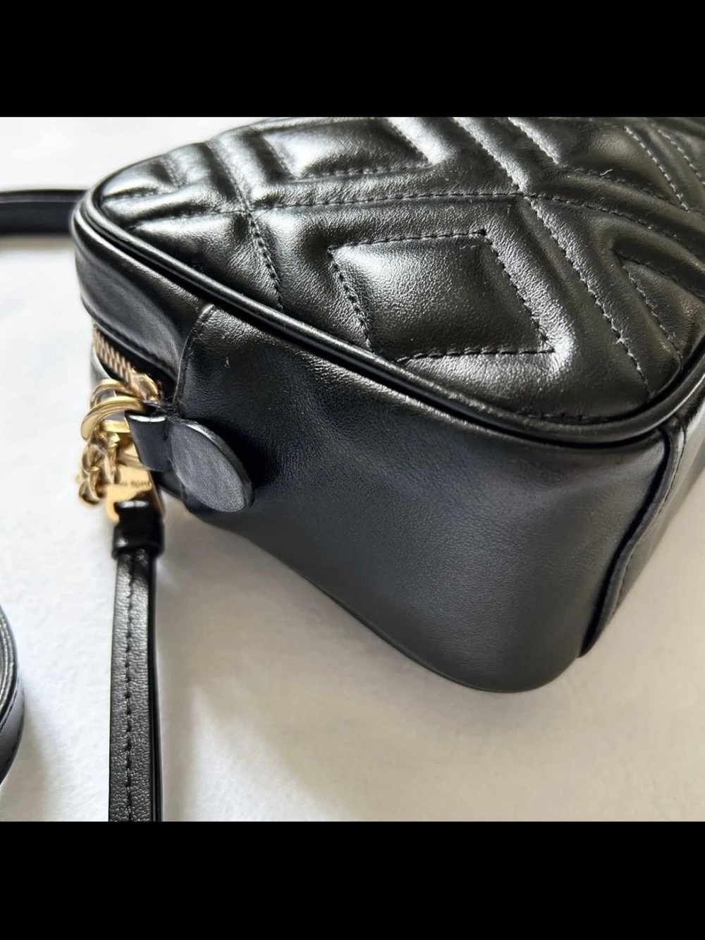 Miu Miu Black Quilted Camera Bag with Gold Chain Accent - Picture 3 of 14
